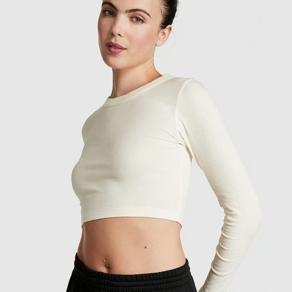 VS Ribbed Long Sleeve Crop SzL Bnwt